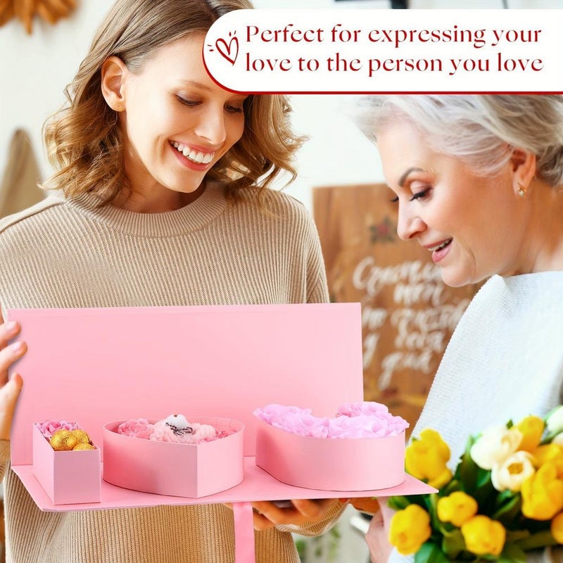 صندوق فارغ أحبك، صندوق هدايا كرتوني على شكل قلب فارغ للزهور والشوكولاتة، تغليف كبير قابل للتعبئة ليوم عيد الحب أو عيد الأم، صناديق حلوى على شكل حرف مع نافذة (أسود) - Image 4
